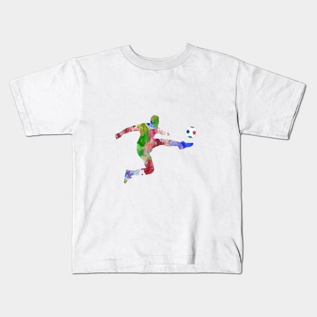 Man Soccer Player Kids T-Shirt by RosaliArt